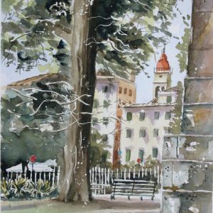 Corfu Kofineta Aquarelle Watercolor on Paper, Analitis Dimitris