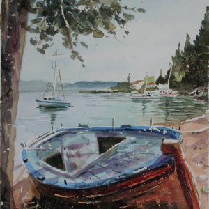 Corfu Kommeno Aquarelle Watercolor on Paper, Analitis Dimitris