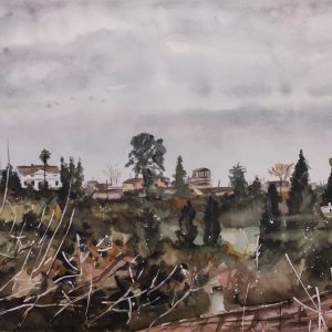 Corfu Agios Ioannis Aquarelle Watercolor on Paper, Analitis Dimitris