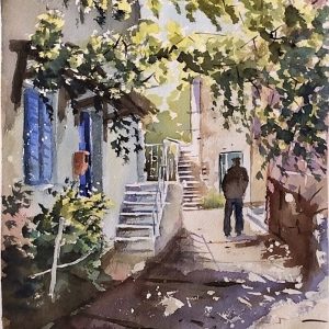 Corfu Choroepiskopi Aquarelle Watercolor on Paper, Analitis Dimitris