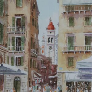 Corfu St Spiridon Aquarelle Watercolor on Paper, Analitis Dimitris