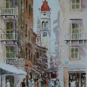 Corfu St Spiridon Aquarelle Watercolor on Paper, Analitis Dimitris