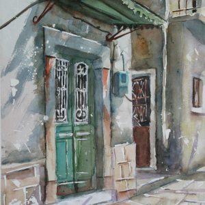 Corfu Kampielo Aquarelle Watercolor on Paper, Analitis Dimitris