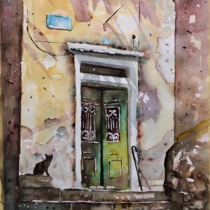 Corfu Kampielo Aquarelle Watercolor on Paper, Analitis Dimitris
