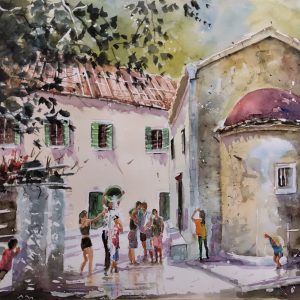 Corfu Magoulades Aquarelle Watercolor on Paper, Analitis Dimitris