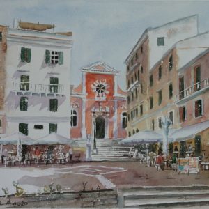 Corfu Mitropoli Aquarelle Watercolor on Paper, Analitis Dimitris
