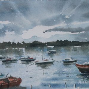 Corfu Aquarelle Watercolor on Paper, Analitis Dimitris