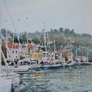 Paxos Gaios Port Aquarelle Watercolor on Paper, Analitis Dimitris