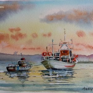 Corfu Petritis Aquarelle Watercolor on Paper, Analitis Dimitris