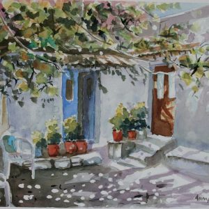 Corfu Argirades Aquarelle Watercolor on Paper, Analitis Dimitris