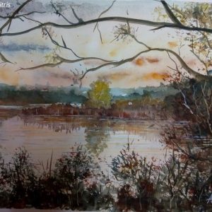 Corfu Agios Ioannis Aquarelle Watercolor on Paper, Analitis Dimitris