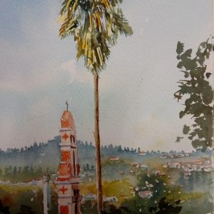 Corfu Agios Ioannis Aquarelle Watercolor on Paper, Analitis Dimitris