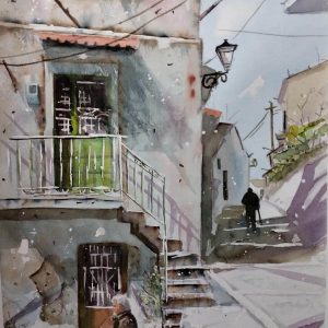 Corfu Argirades Aquarelle Watercolor on Paper, Analitis Dimitris