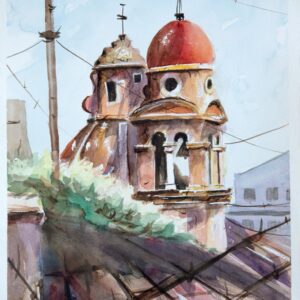 Corfu Tenedos Aquarelle Watercolor on Paper, Analitis Dimitris