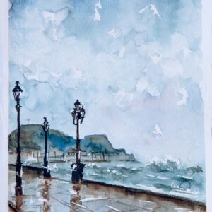 Corfu promenade Aquarelle Watercolor on Paper, Analitis Dimitris