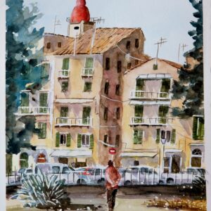 Corfu alley Aquarelle Watercolor on Paper, Analitis Dimitris