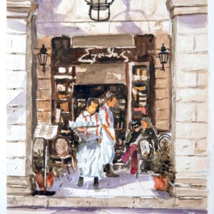 Corfu Liston Aquarelle Watercolor on Paper, Analitis Dimitris