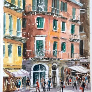 Corfu alley Aquarelle Watercolor on Paper, Analitis Dimitris