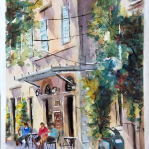 Corfu alley Aquarelle Watercolor on Paper, Analitis Dimitris