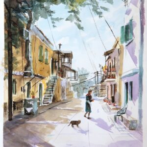 Χωριό της Κέρκυρας, Ακουαρέλα σε χαρτί, Αναλύτης Δημήτρης